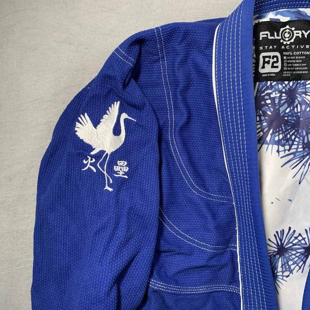 Fluory Grappling White Crane BJJ Gi Blue F2